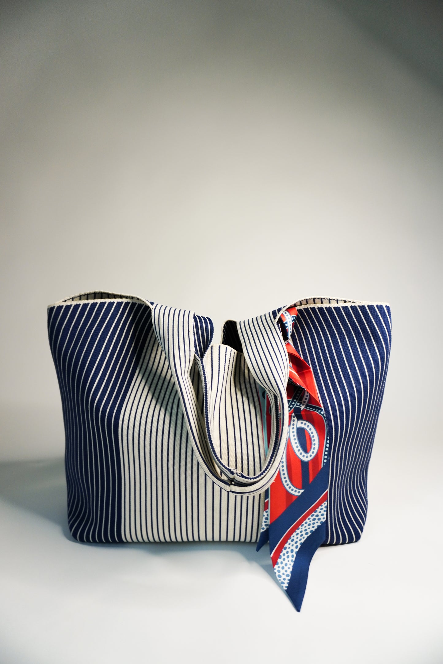 ABCxCB Grey | Navy Tote & The Ellis Silk Mini