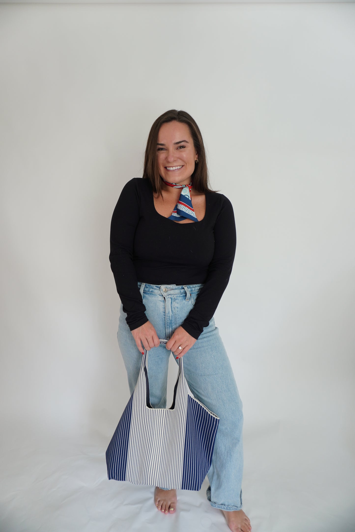 ABCxCB Grey | Navy Tote & The Ellis Silk Mini