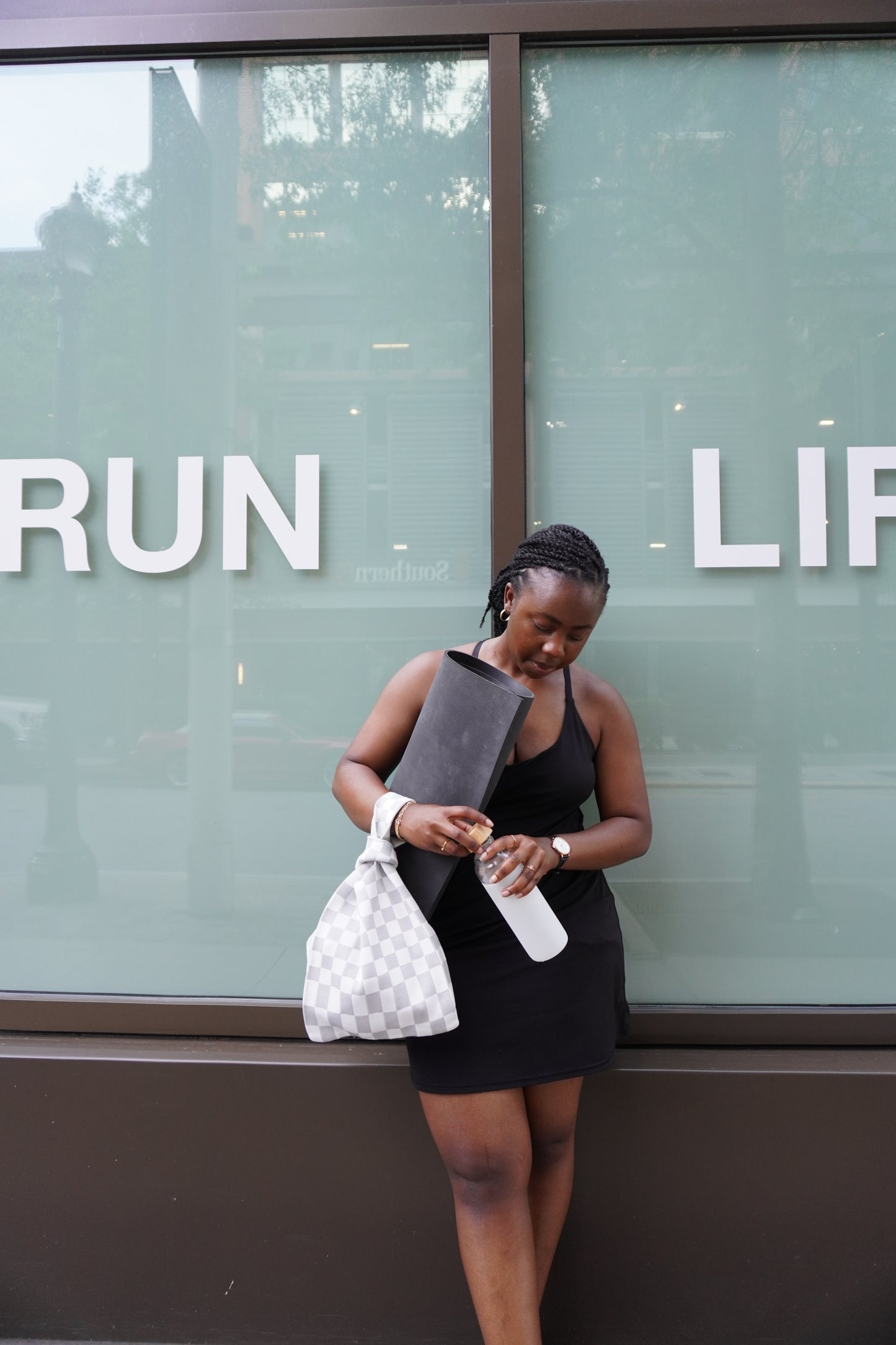 Classic Checkered Grey Handbag