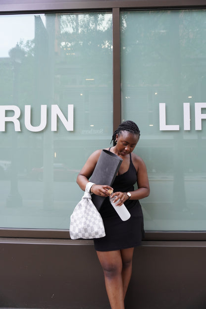 Classic Checkered Grey Handbag