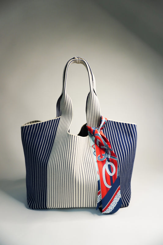 ABCxCB Grey | Navy Tote & The Ellis Silk Mini