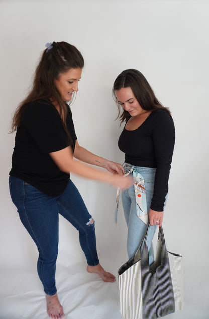 ABCxCB Grey | White Tote & The Katie Silk Mini