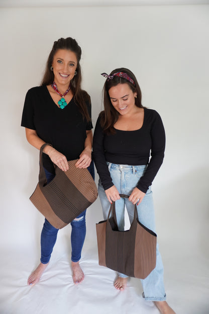 ABCxCB Grey | Brown Tote & The Kathy Silk Mini