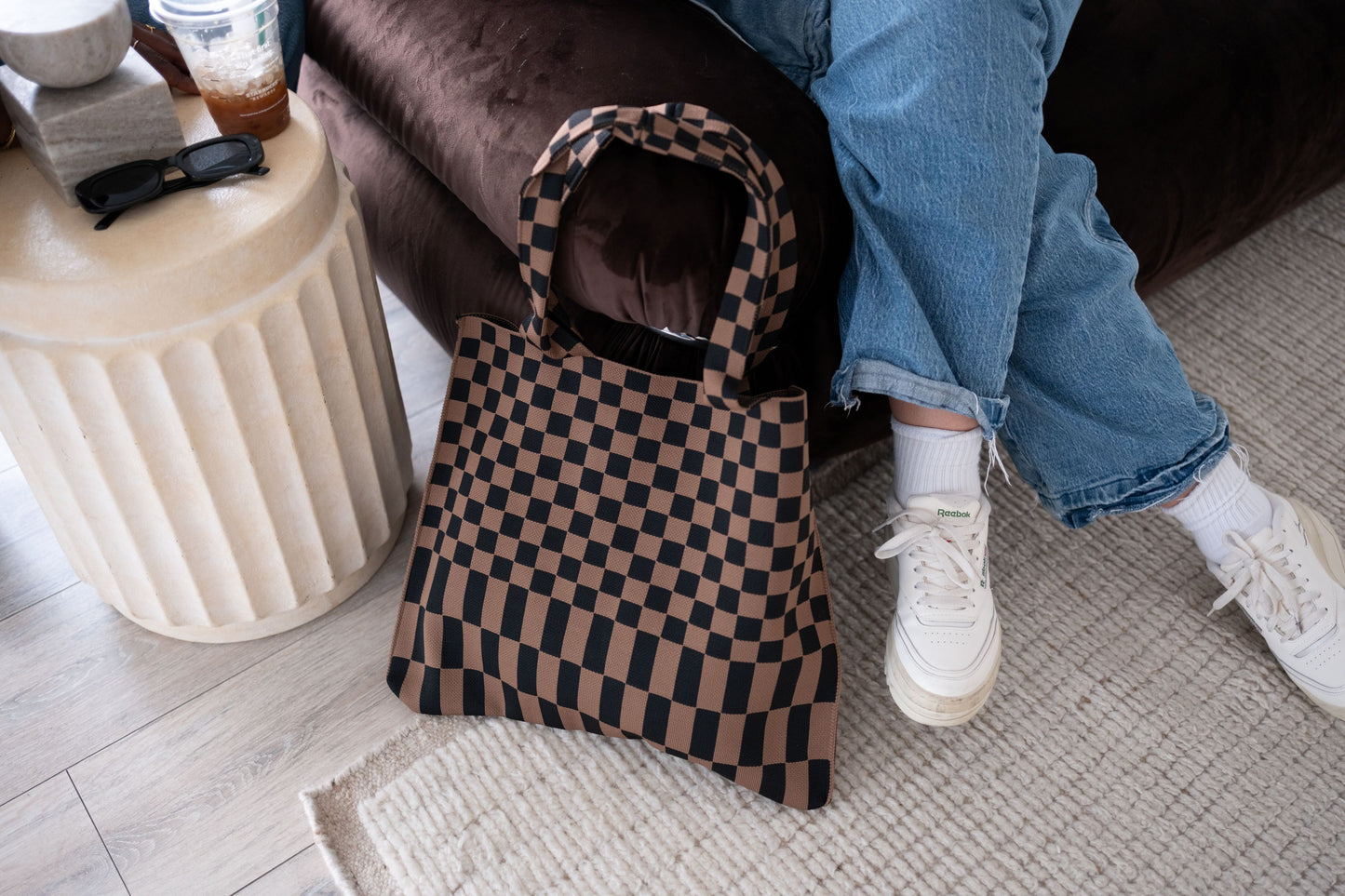 Classic Checkered Skinny Tote