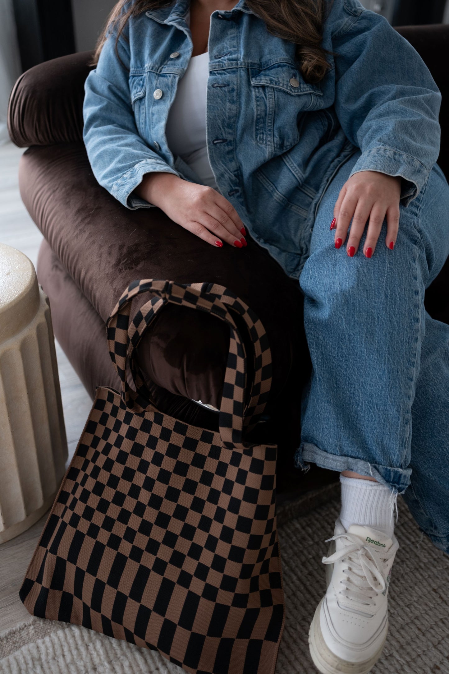 Classic Checkered Skinny Tote