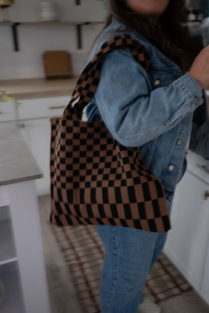 Classic Checkered Skinny Tote